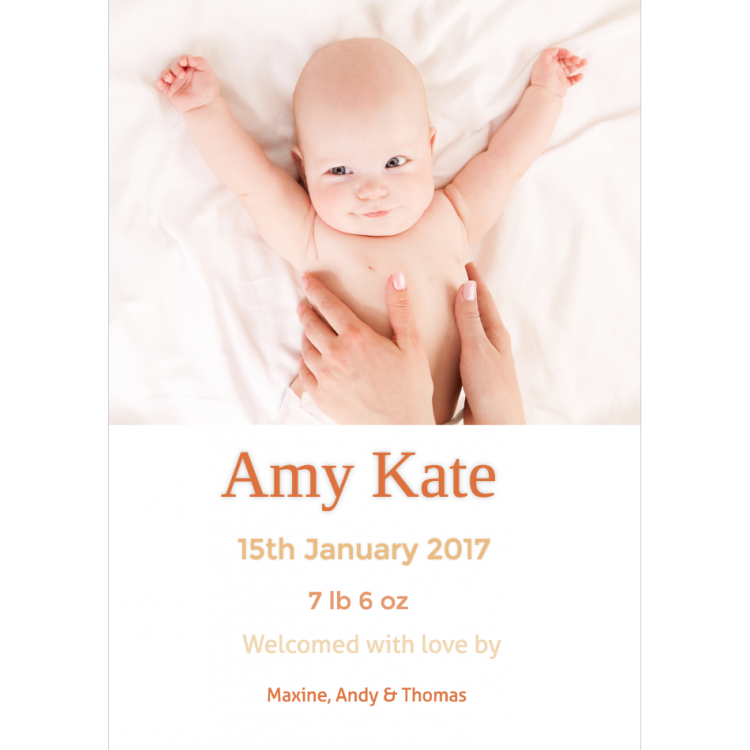 Birth Announcement Card - Flat A6
